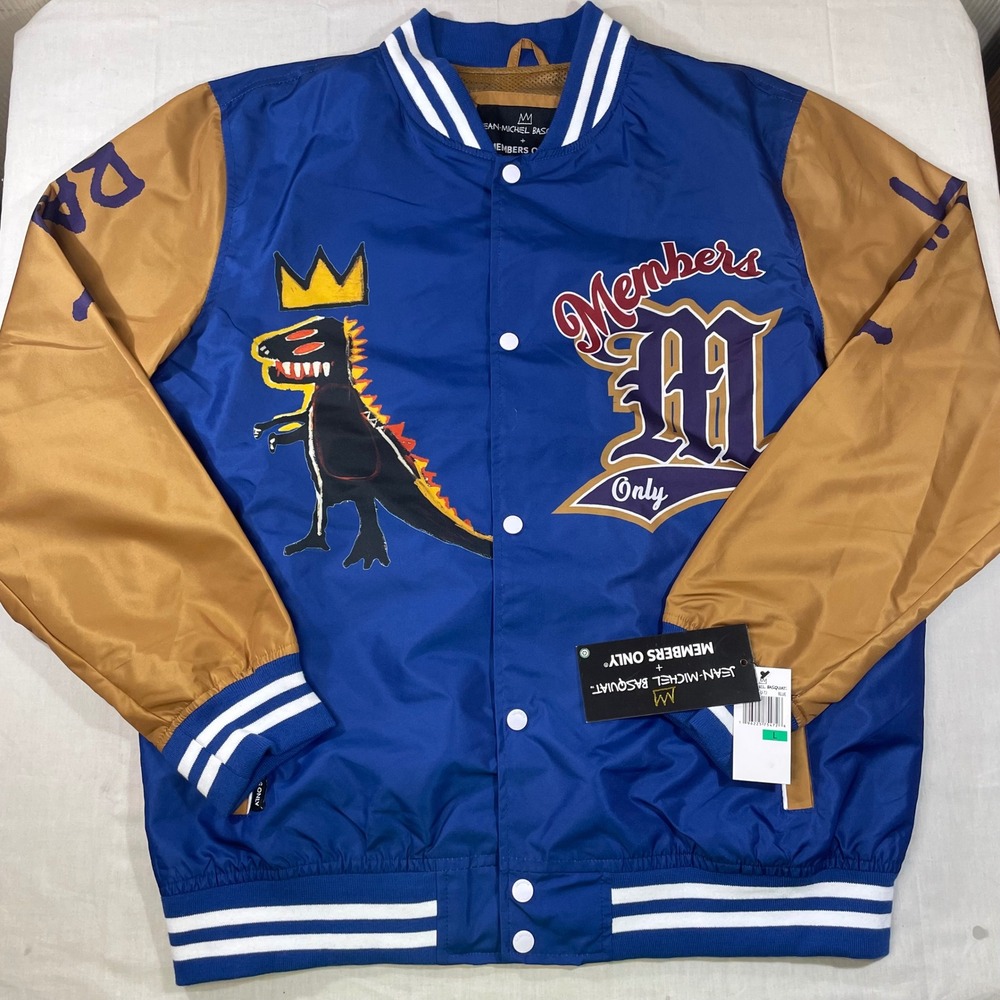 Members Only x Jean-Michel Basquiat Varsity Jacket Blue Gold Pez MQ015031 L